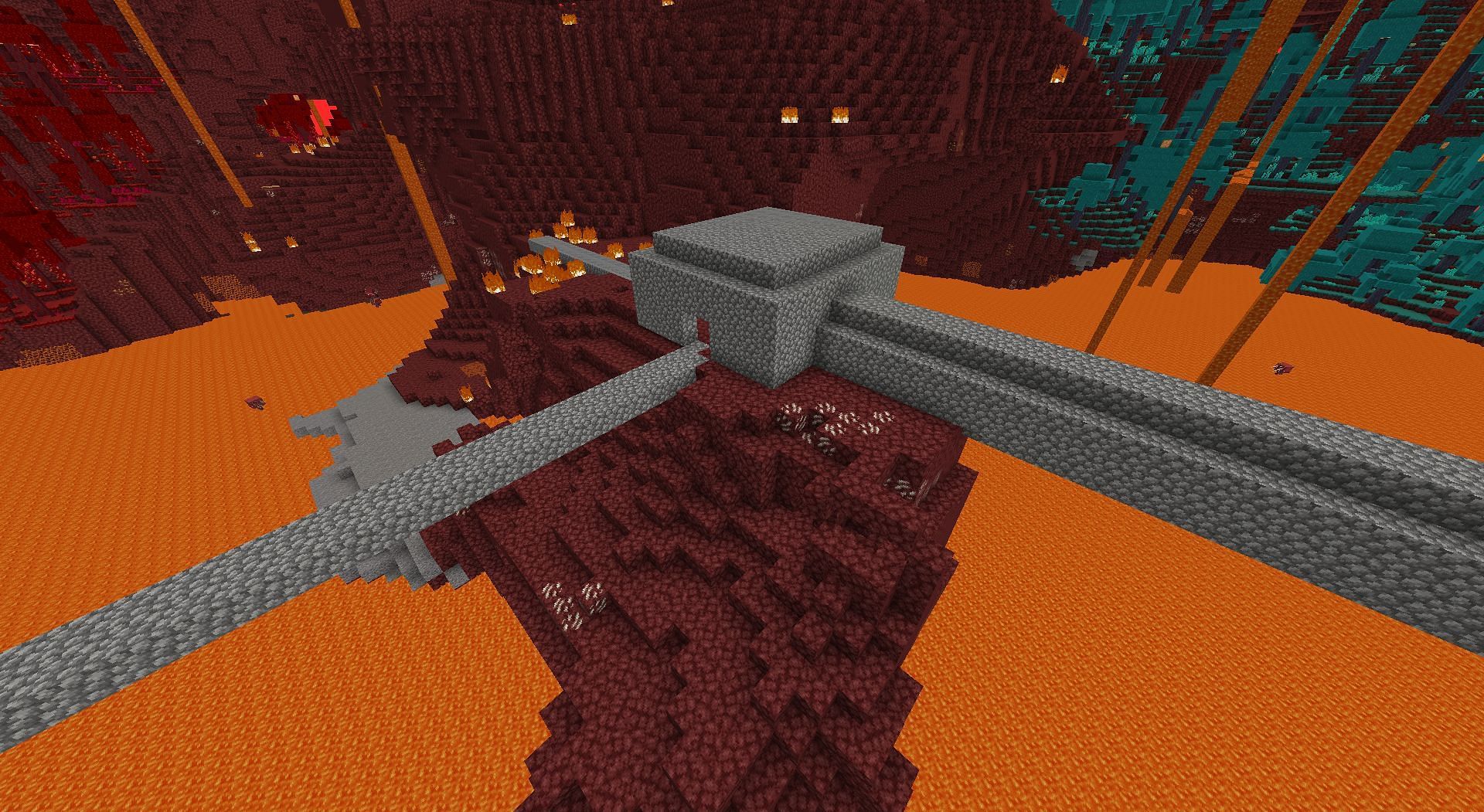 Brigde on all four directions (Image via Minecraft 1.18)