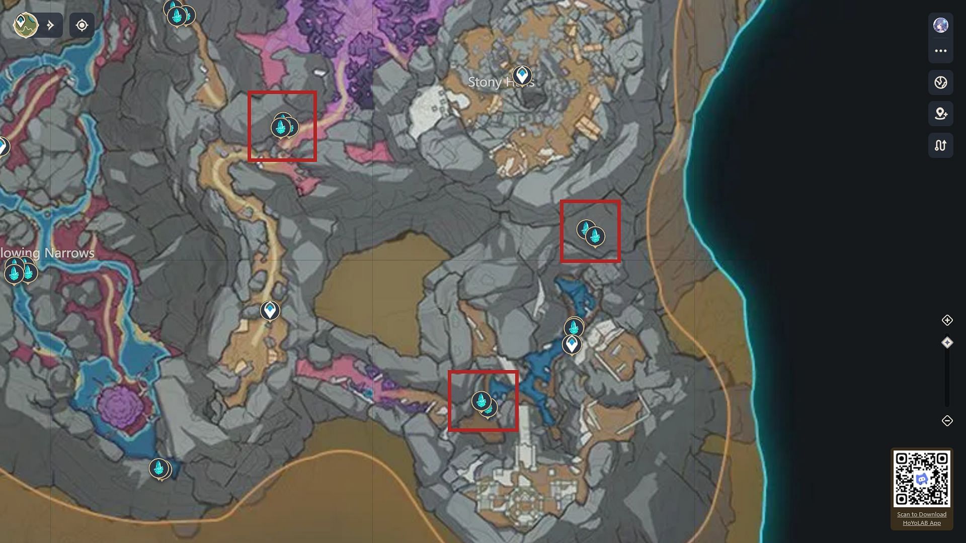 Genshin Impact Crystal Chunk mining locations and route for The Chasm