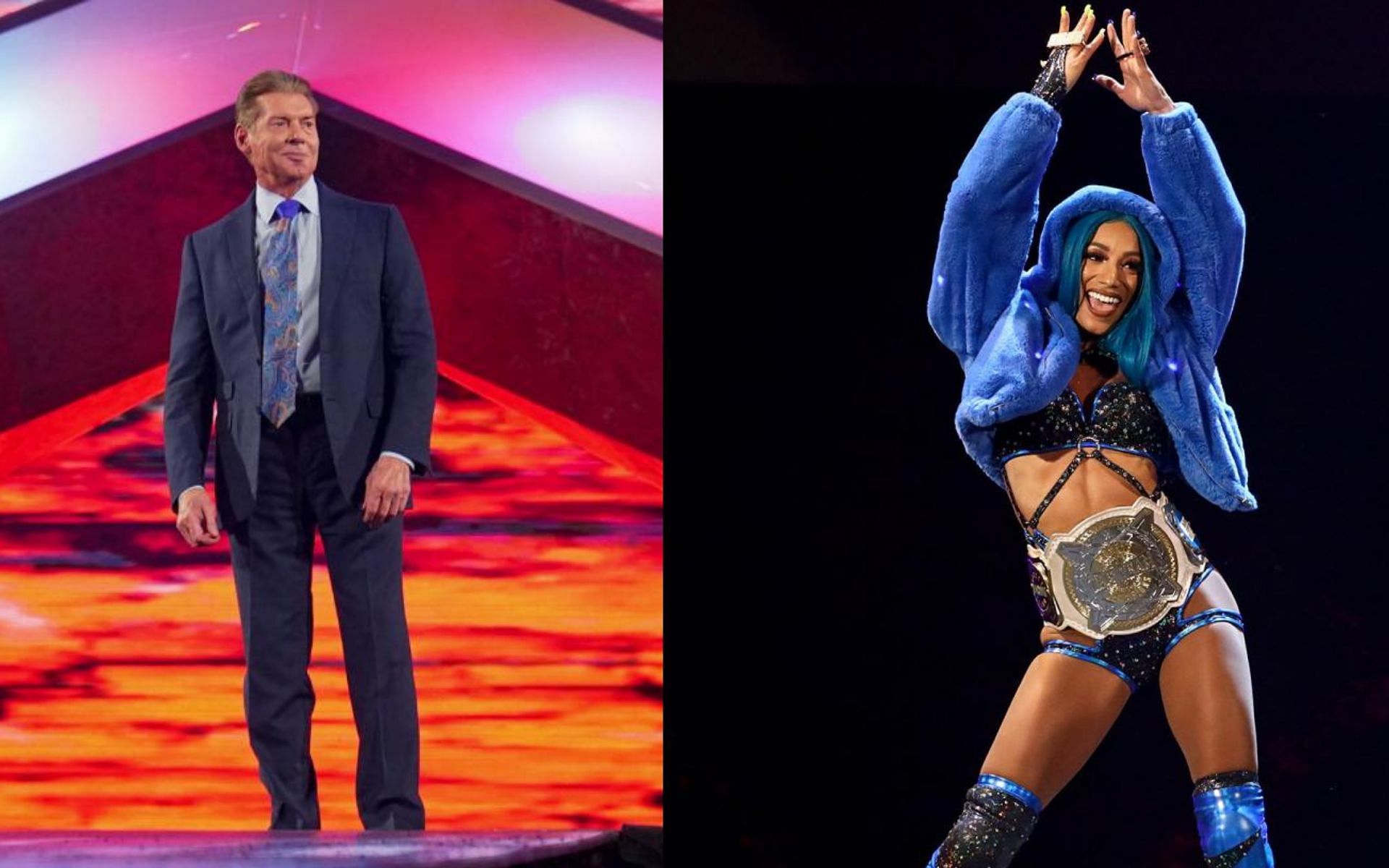 Vince McMahon (L); Sasha Banks (R)
