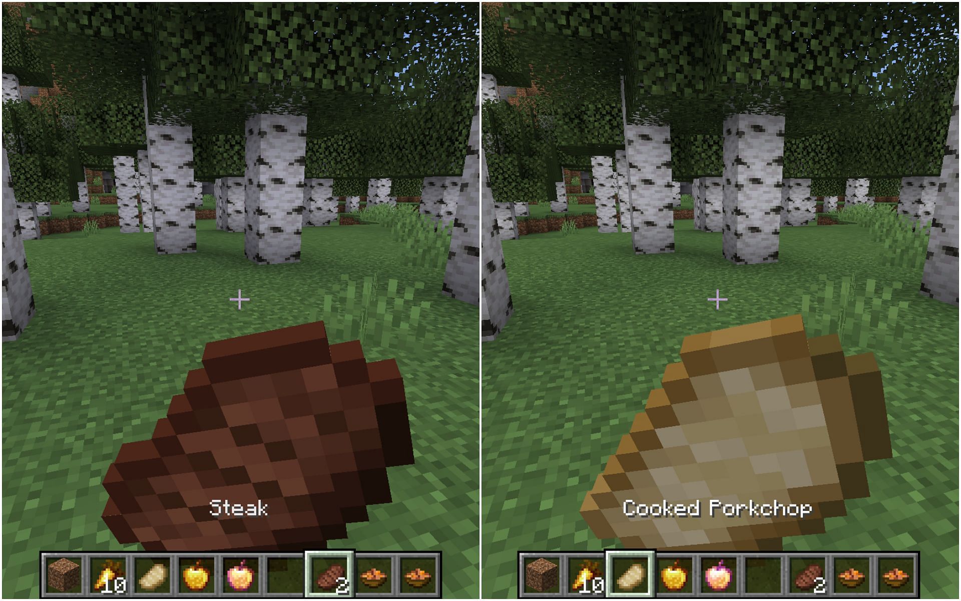 Porkchop and Steak (Image via Minecraft)