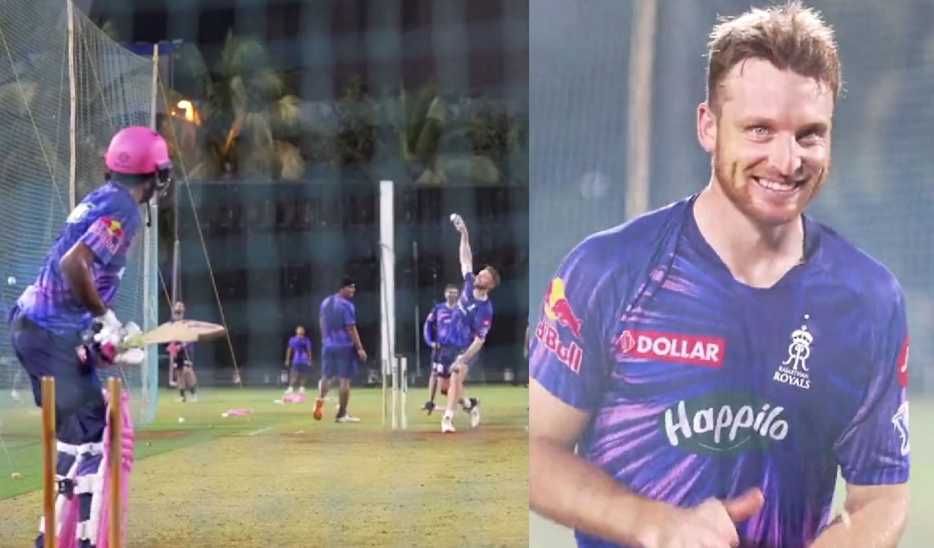 Yuzvendra Chahal and Jos Buttler in the nets (PC: Rajasthan Royals/Twitter)