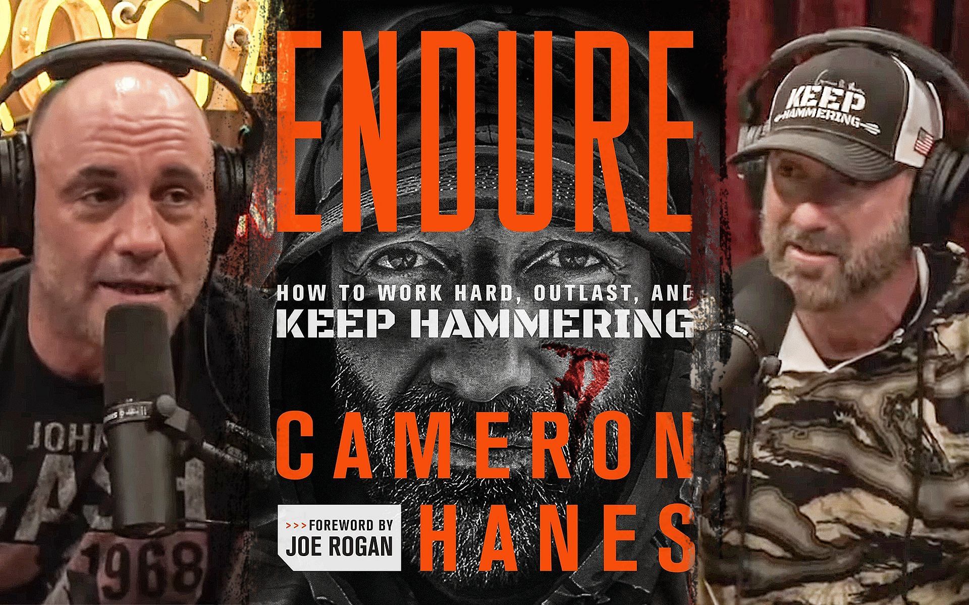 Joe Rogan (left) praised Cameron Hanes&#039; (right) new book Endure (center) [Center image via amazon.com]