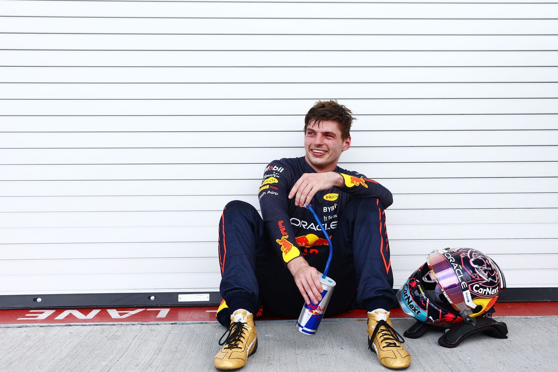 Max Verstappen reacts in parc ferme during the F1 Grand Prix of Miami at the Miami International Autodrome on May 08, 2022 in Miami, Florida. (Photo by Mark Thompson/Getty Images)