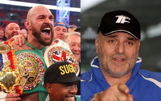 Tyson Fury tries to kick a taxi while intoxicated on a day out with his father John Fury