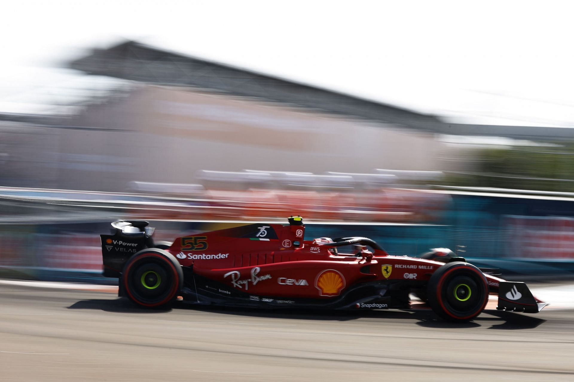 Ferrari driver Carlos Sainz in action during qualifying for the 2022 F1 Miami GP. (Photo by Jared C. Tilton/Getty Images)