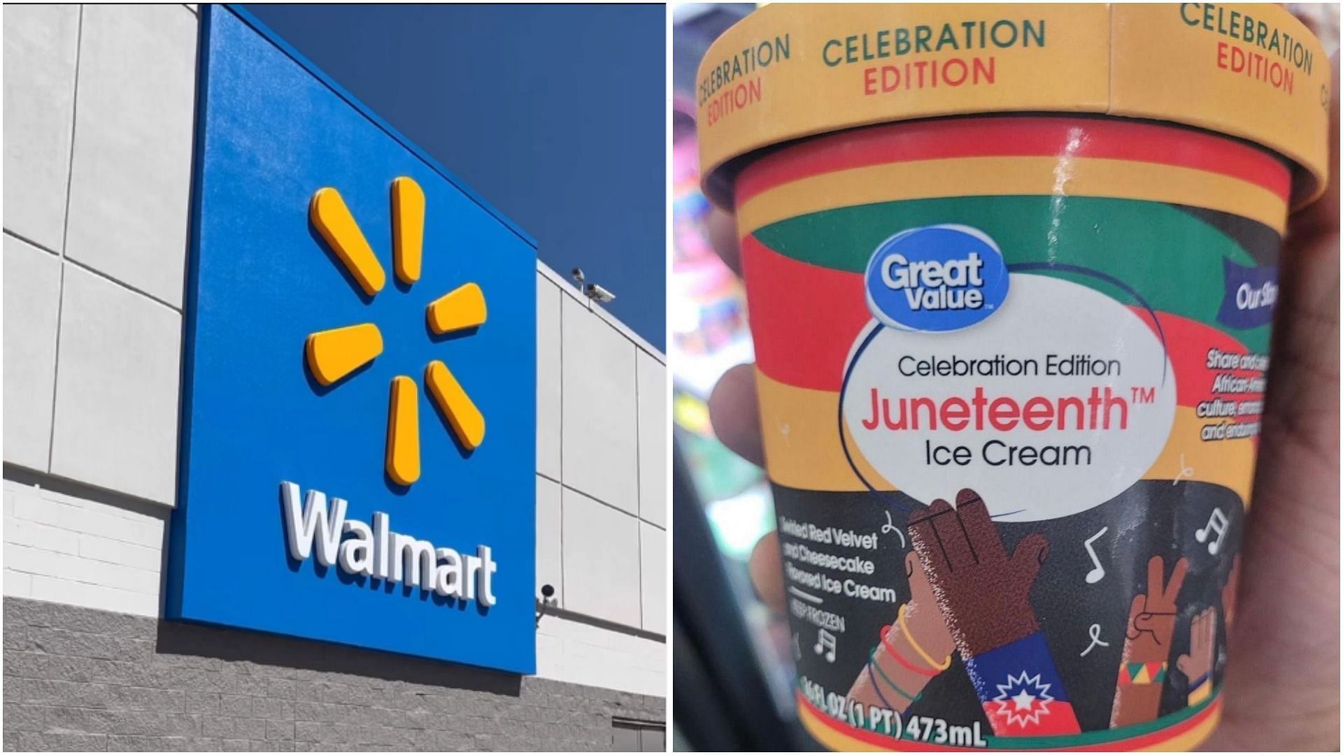Walmart pulled back icecream after receiving backlash online (Image via @walmart/Instagram and @PaigeDavidoff/Twitter)
