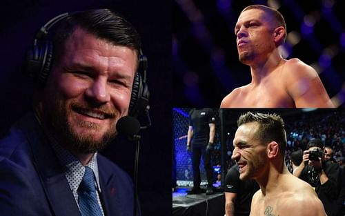 Michael Bisping (left), Nate Diaz (top), Michael Chandler (bottom)