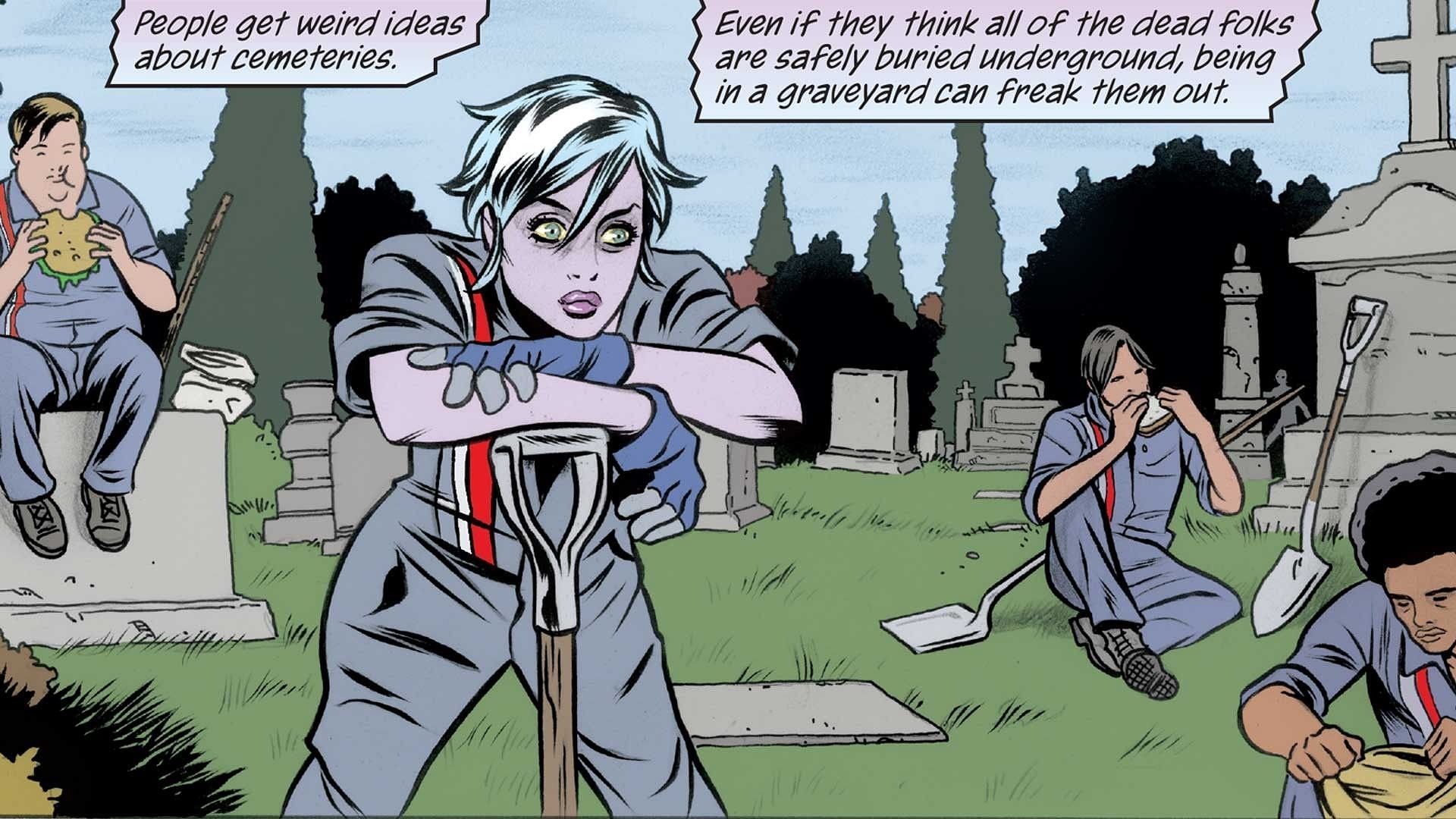 Gwen digging grave (Image via DC Comics)