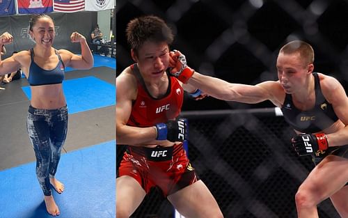 Carla Esparza (Left) and Zhang Weili vs. Rose Namajunas (Right) (Images courtesy of @carlaesparza1 Instagram and Getty)