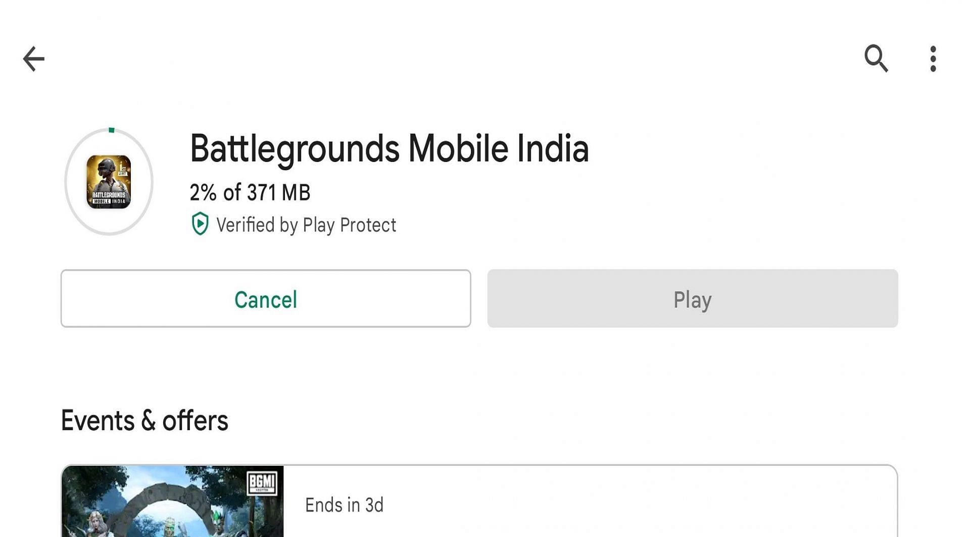 Size of the update is 371 MB (Image via Google Play Store)