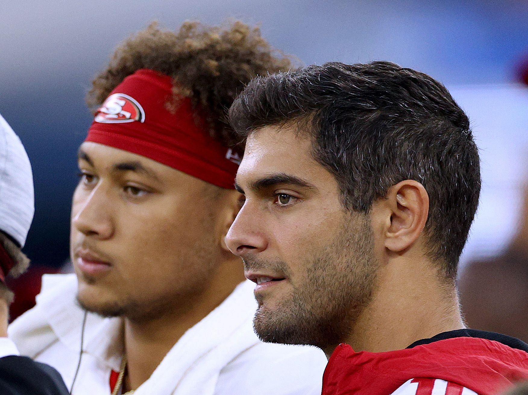 San Francisco 49ers quarterbacks Jimmy Garoppolo and Trey Lance