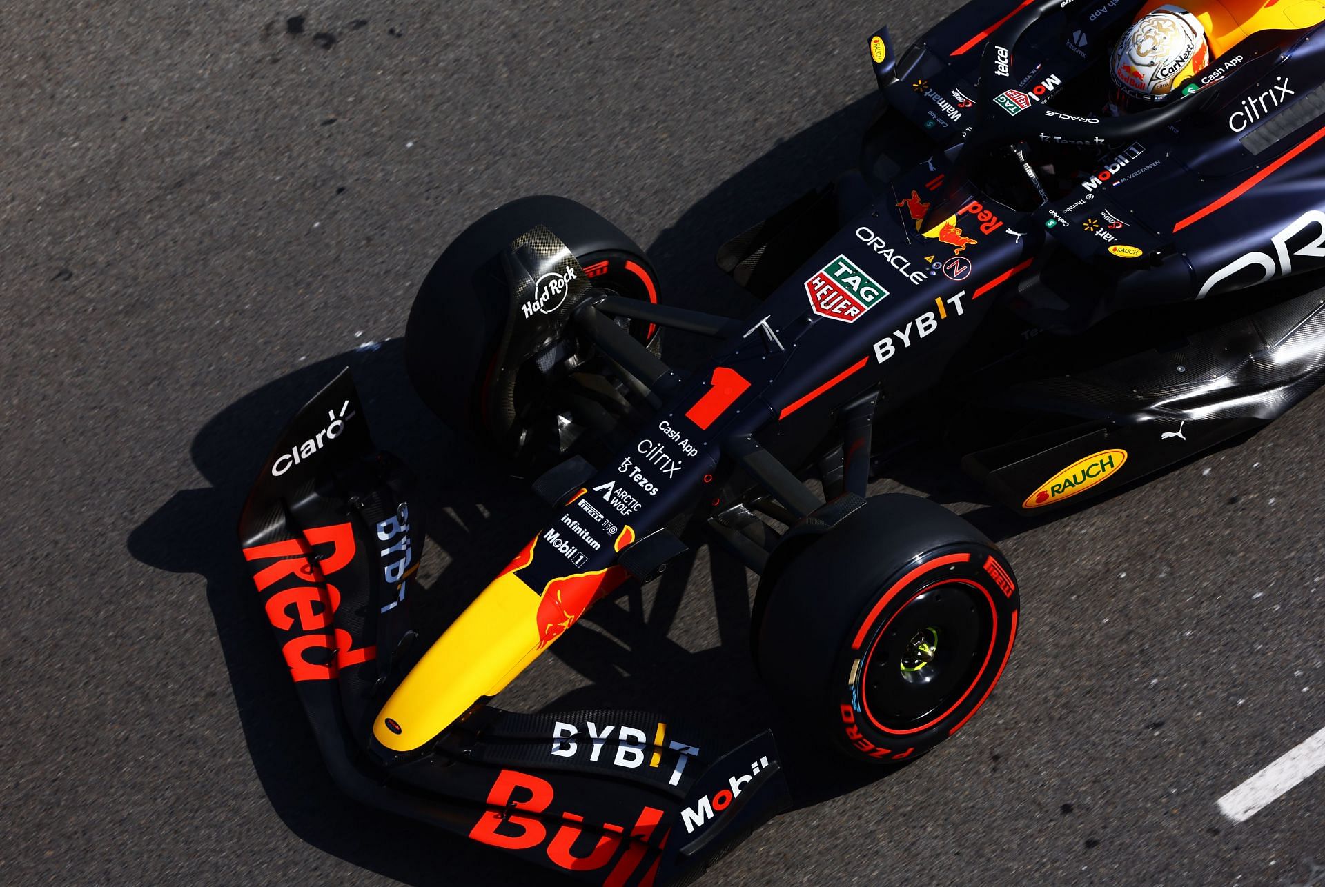 Red Bull driver Max Verstappen in action during free practice for the 2022 F1 Monaco GP (Photo by Mark Thompson/Getty Images)