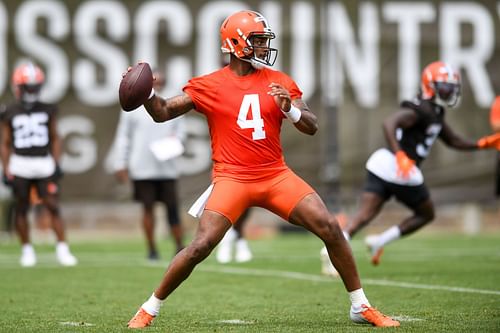 The quarterback at Cleveland Browns OTAs