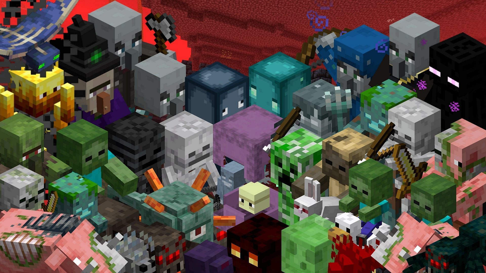Hostile mobs scour the overworld in search of players to torment (Image via Minecraft)