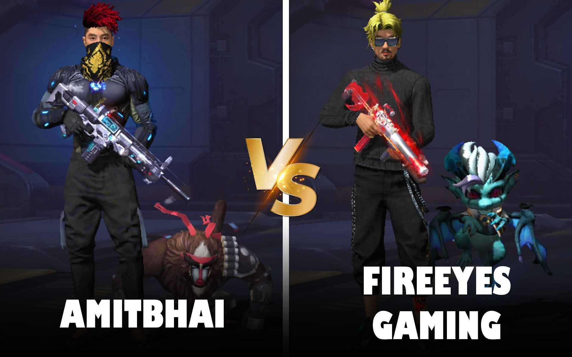 Comparing the Free Fire stats of Amitbhai and FireEyes Gaming (Image via Garena)