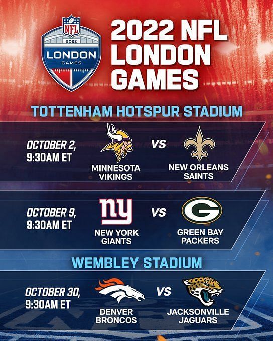 2022 NFL overseas schedule in London, Germany and Mexico