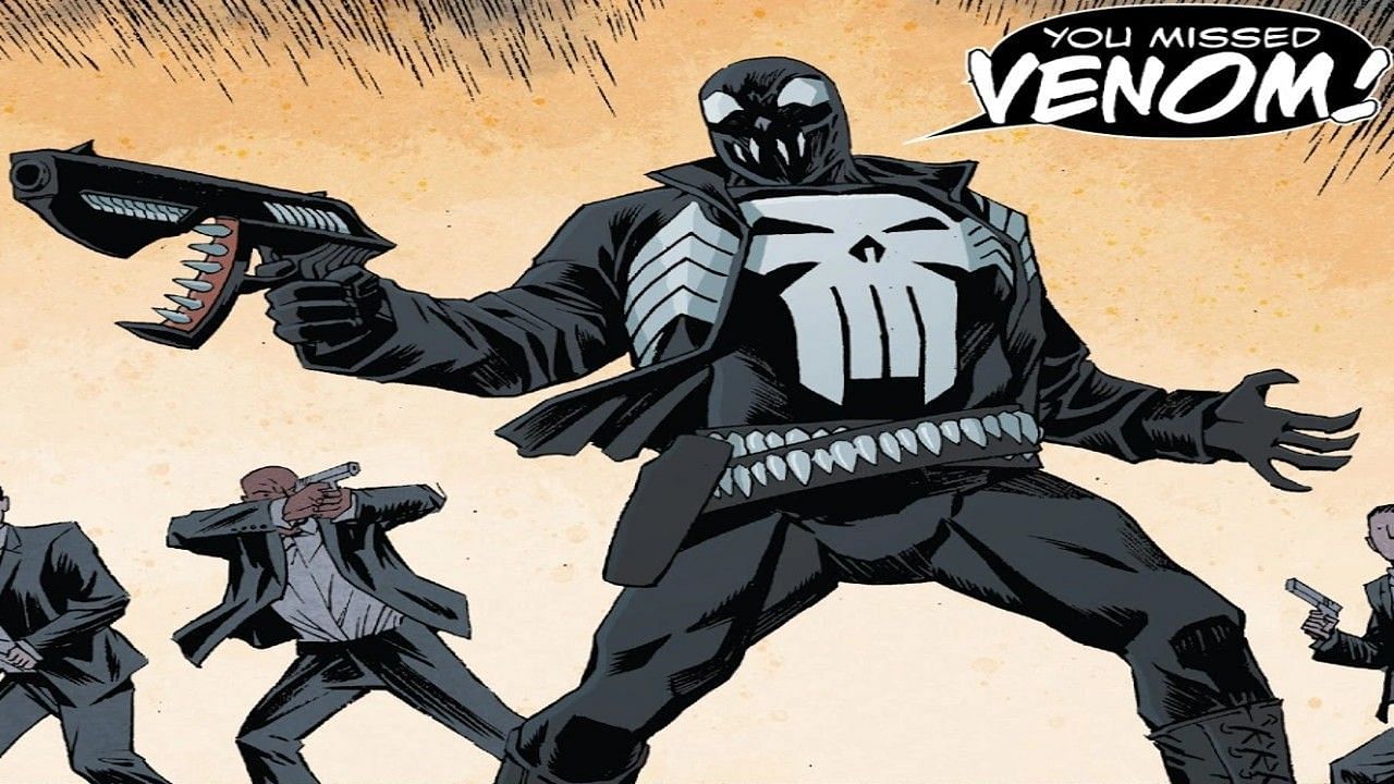 The Punisher bonded to a symbiote (Image via Marvel Comics)