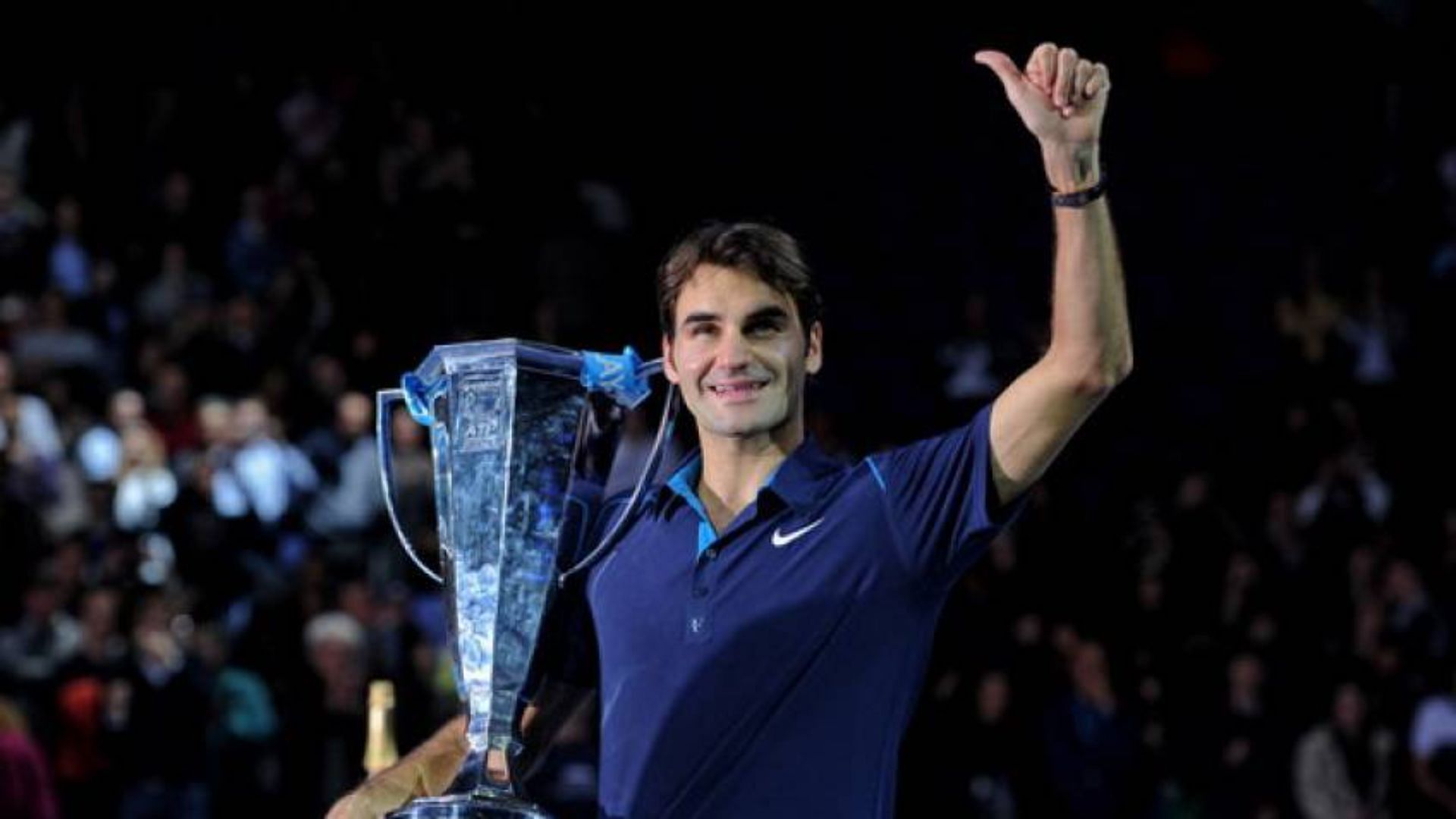 Roger Federer after winning the Nitto ATP World Tour Finals for a record sixth time