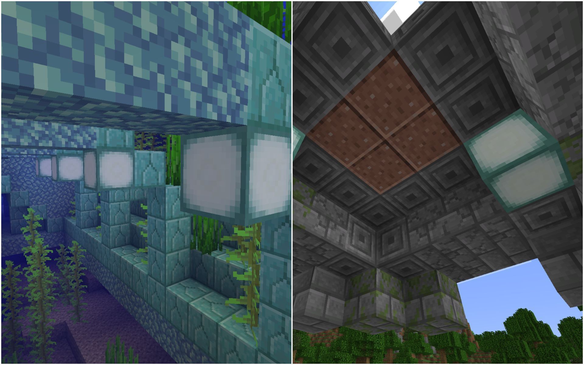 Ocean Monuments and Underwater Ruins (Image via Minecraft)