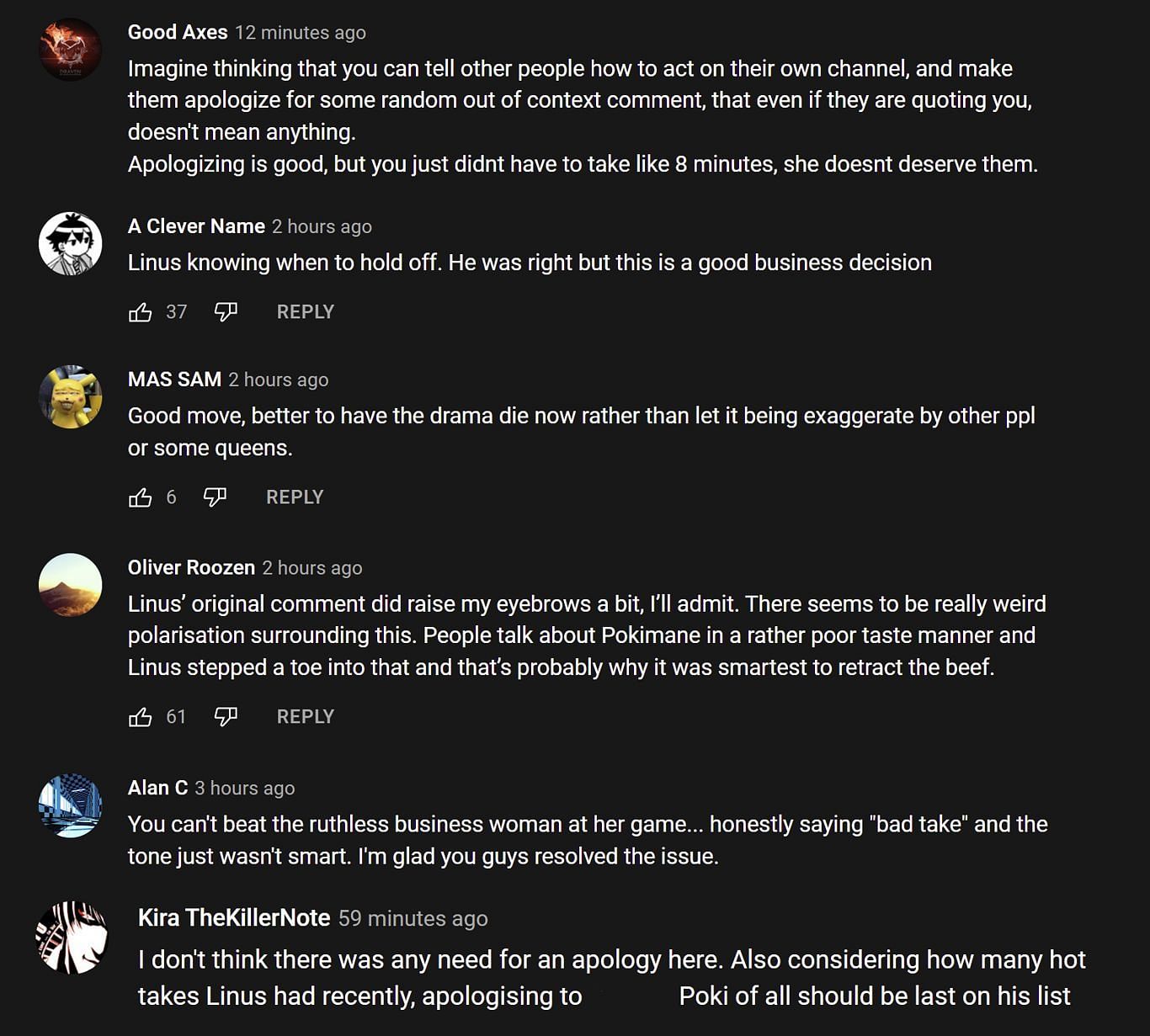 Fans reacting to the content creator&#039;s apology (Images via LMG Clips/YouTube)