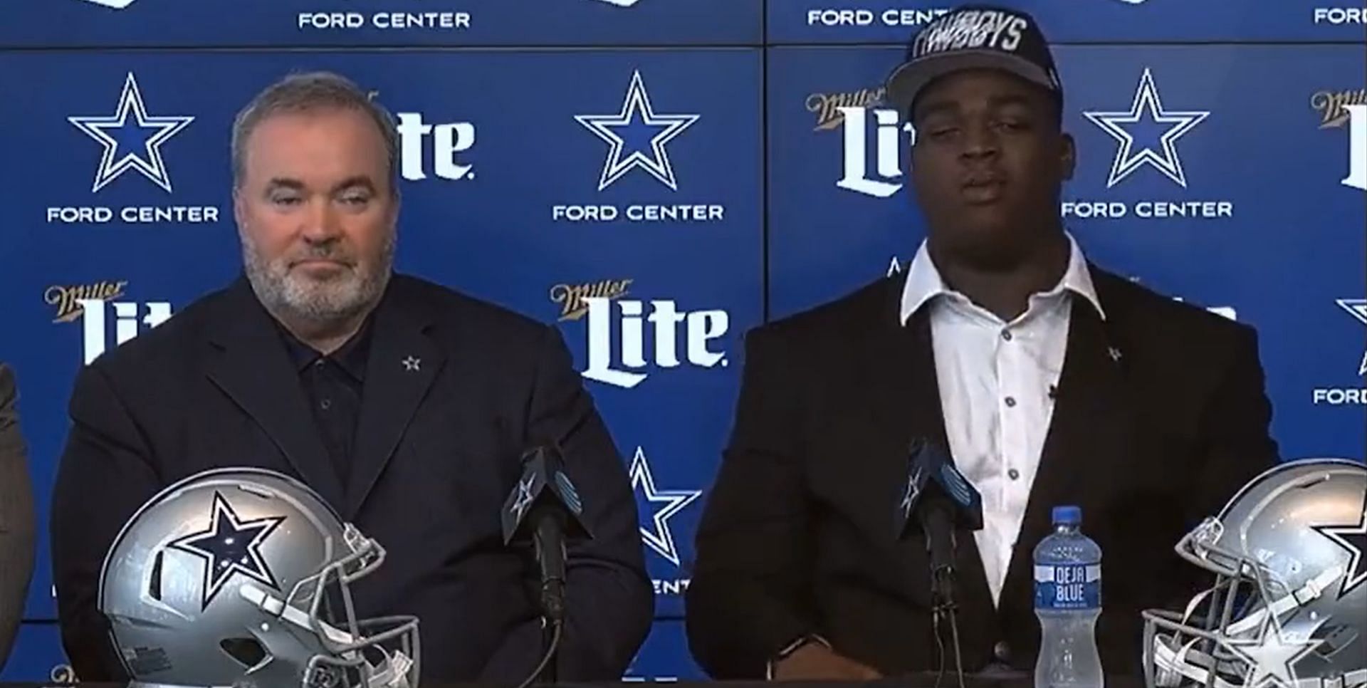 Cowboys&#039; Tyron Smith (right) offered a doozy of a quote to the media after being drafted