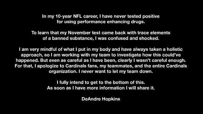 Bleacher Report] DeAndre Hopkins Didn't Use Diuretic, Masking Agent Before  Drug Suspension : r/AZCardinals