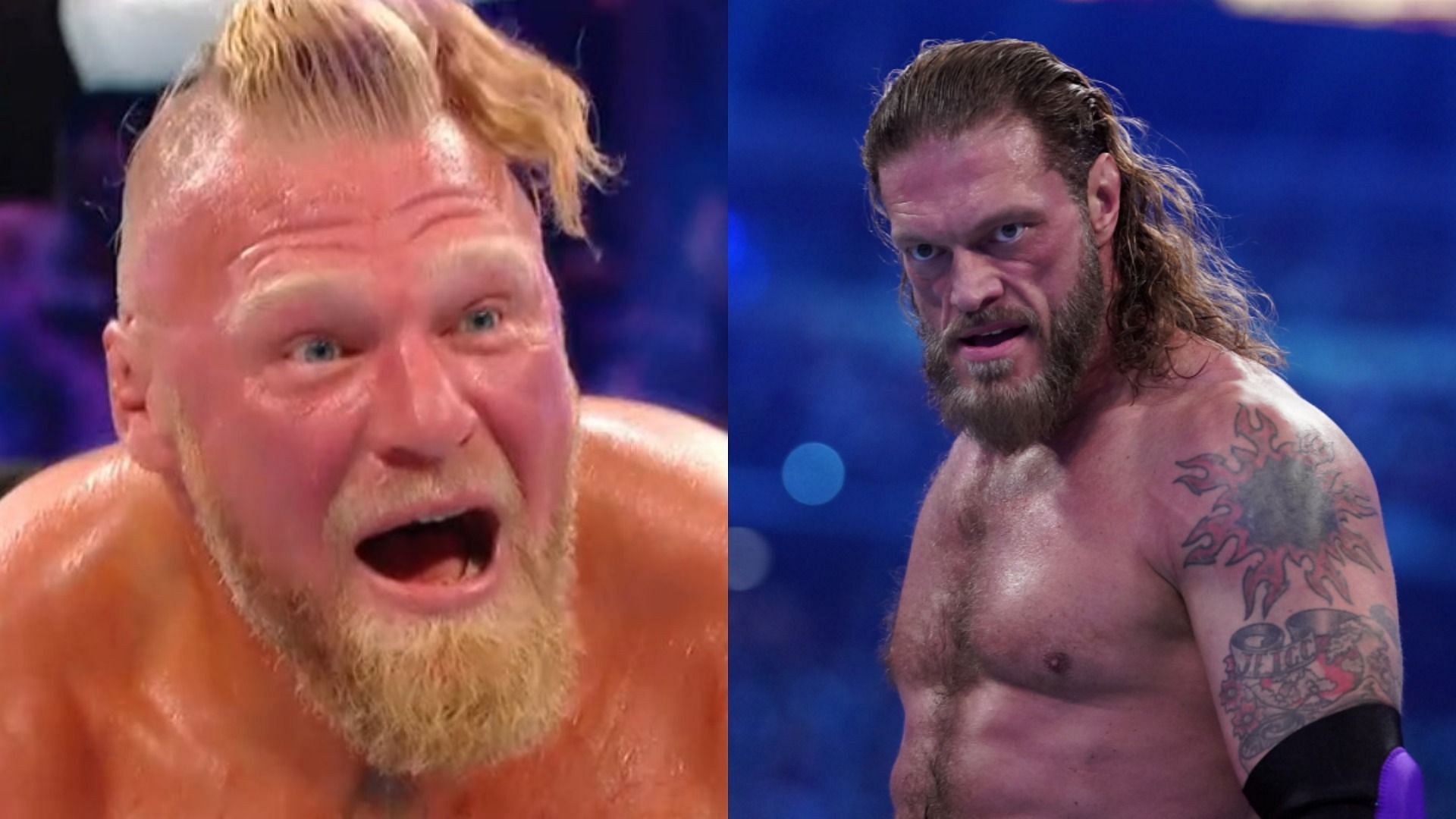 Brock Lesnar (left); Edge (right)