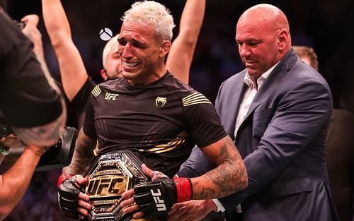 Charles Oliveira winning the lightweight title at UFC 262 [Getty Images]