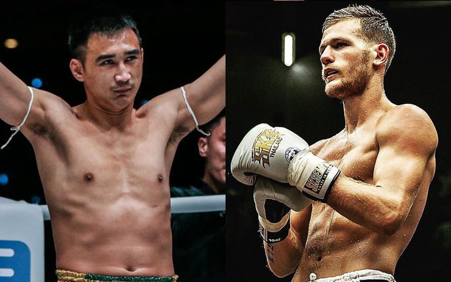 Petchmorakot Petchyindee (L) will look for a finish against Jimmy Vienot (R). | [Photos: ONE Championship]
