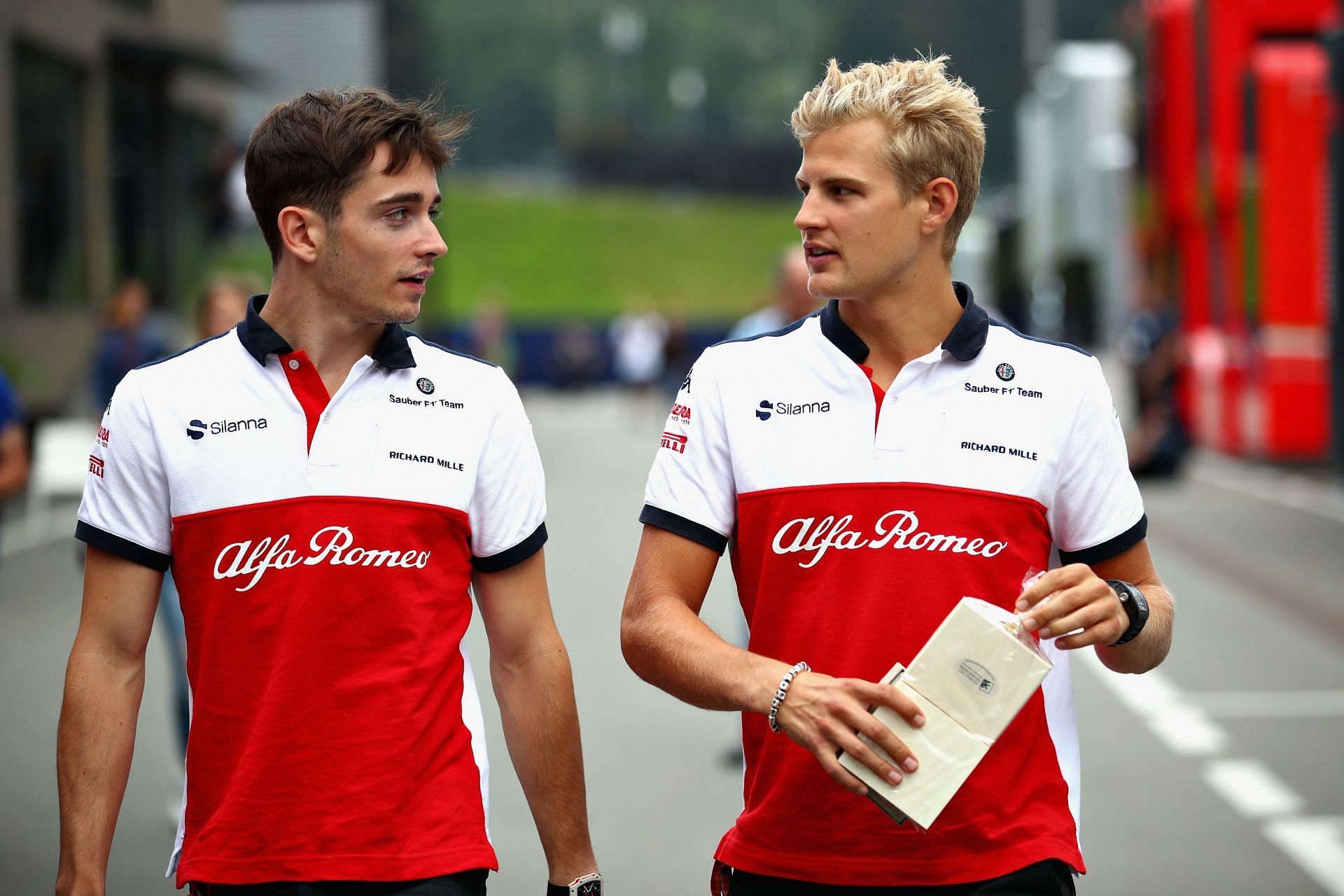 Charles Leclerc (left) partnered with Marcus Ericsson (right) for a year at Alfa Romeo (Photo by Mark Thompson/Getty Images)