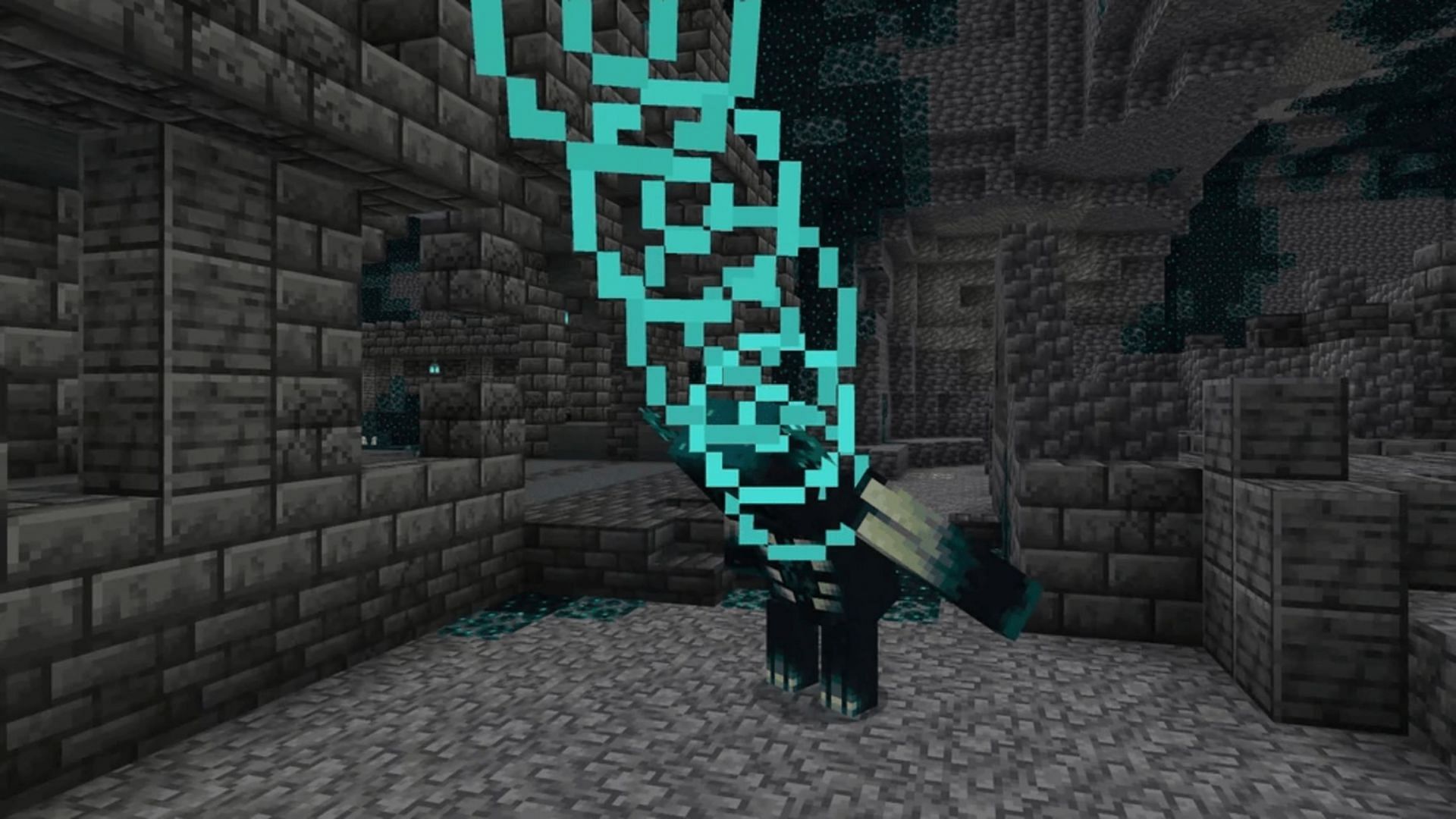 The Warden using its newfound sonic attack in beta 1.19.0.26 (Image via Mojang)