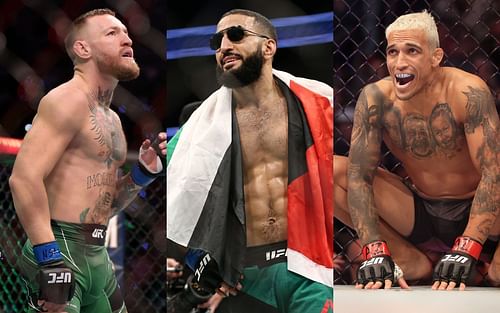 (L to R) Conor McGregor, Belal Muhammad, Charles Oliveira