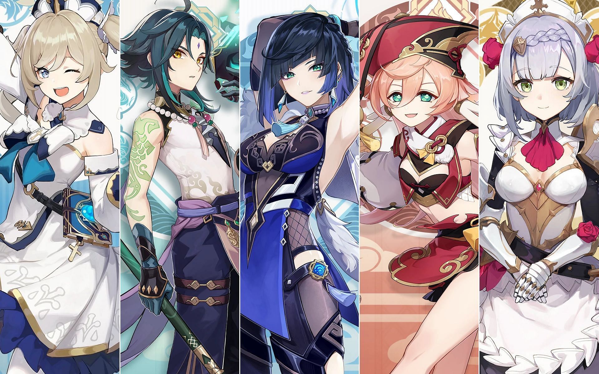 Version 2.7 Infographic] Yelan, Xiao, Noelle, Yanfei, and Barbara