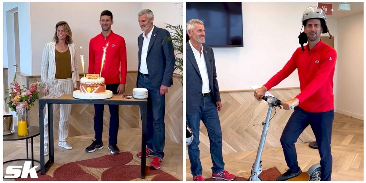 Novak Djokovic celebrates his birthday at the French Open
