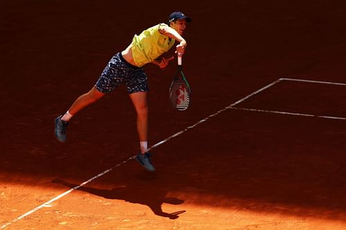 Mutua Madrid Open - Day Eight: Hubert Hurkacz serves