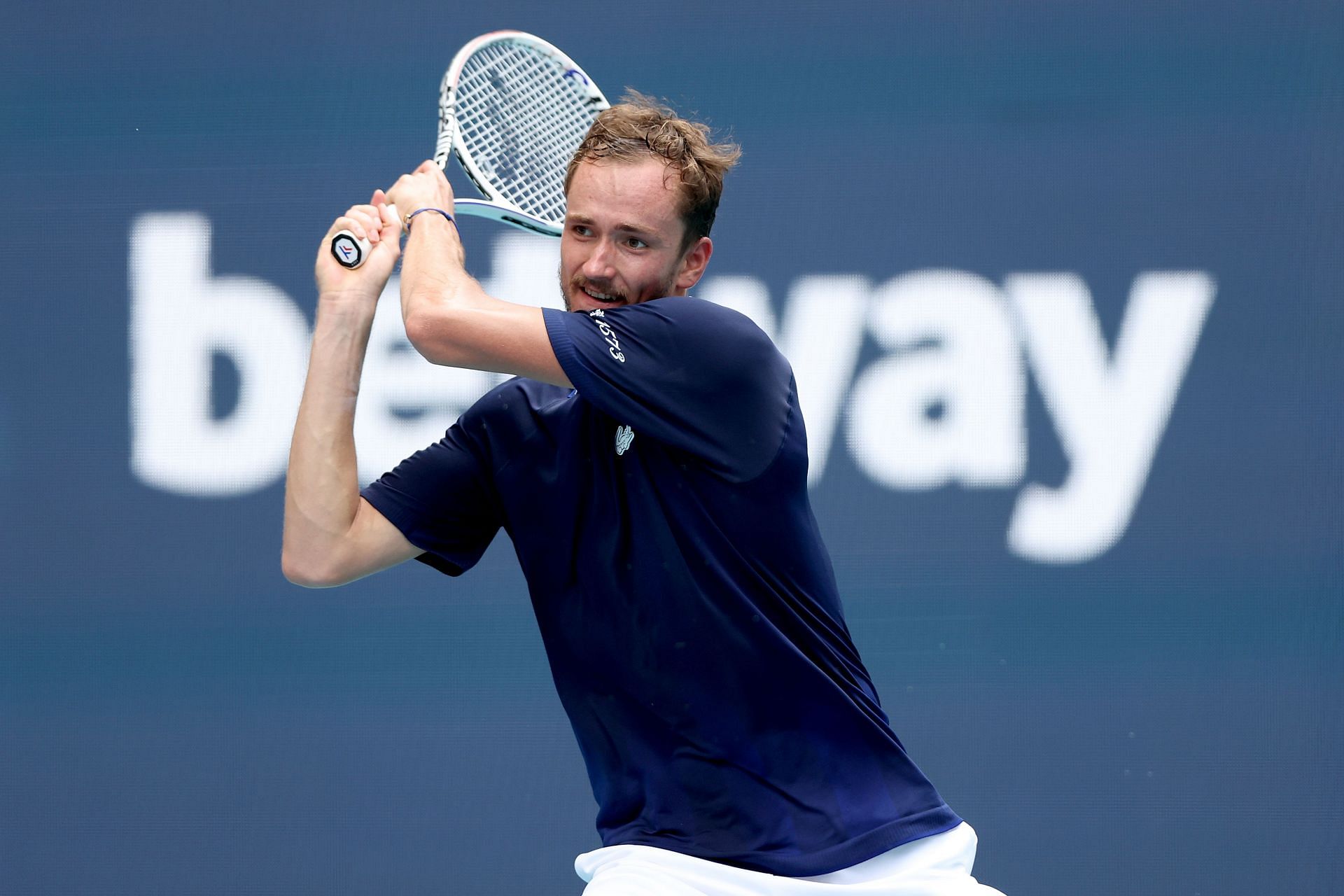 Daniil Medvedev in action during the 2022 Miami Open - Day 11