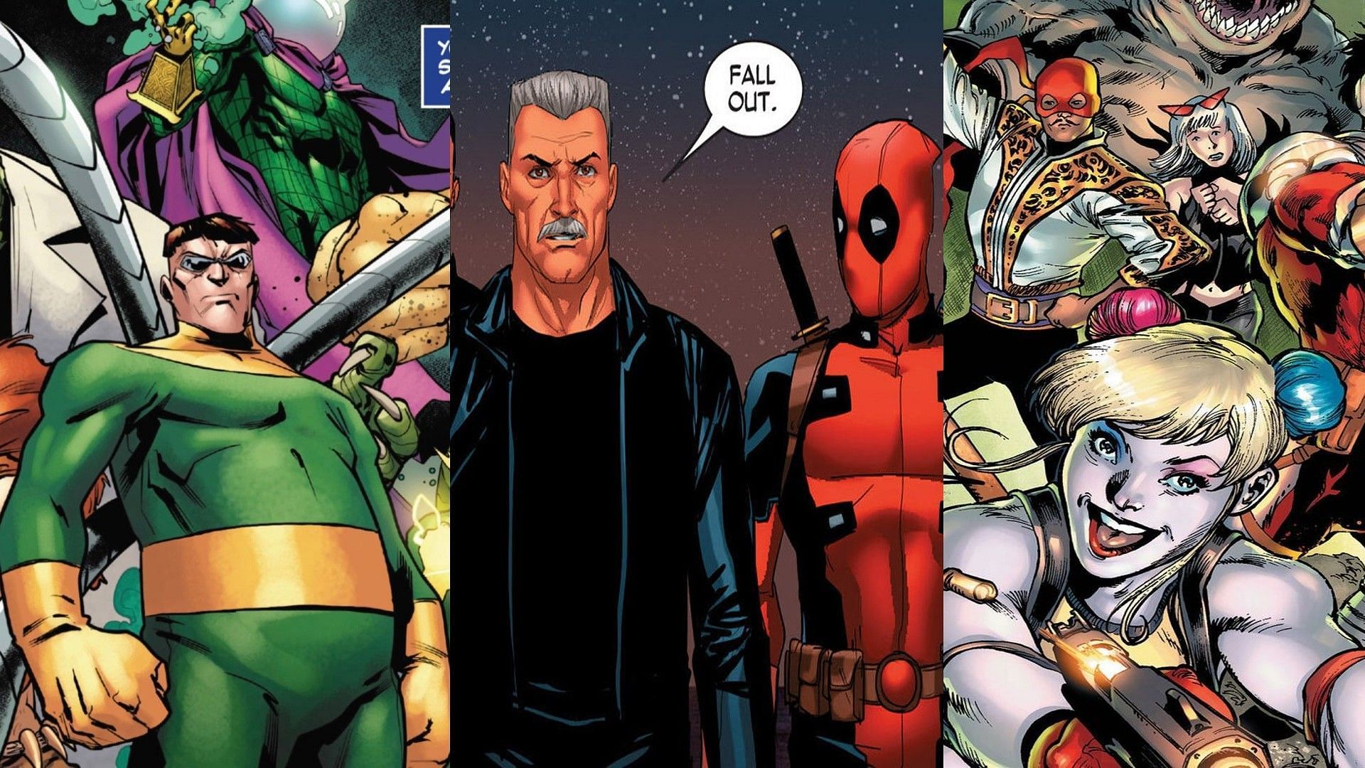 Sinister Six, Thunderbolts, and the Suicide Squad (Images via Marvel and DC Comics)