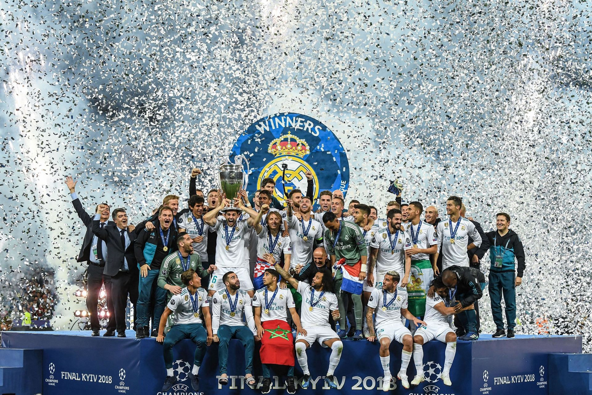 Real Madrid celebrating their 13th Champions League title