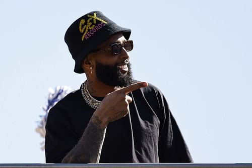 Odell Beckham Jr. at the Los Angeles Rams' Super Bowl parade