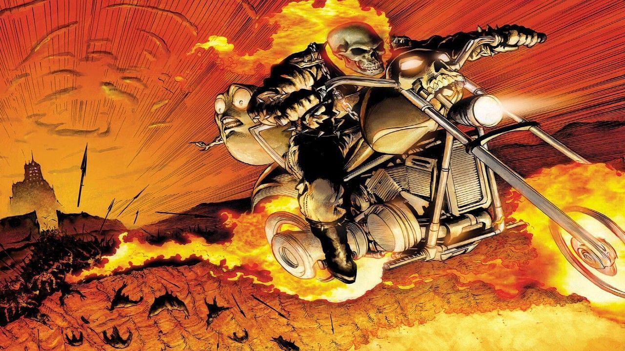 Ghost Rider on his hell cycle (Image via Marvel Comics)