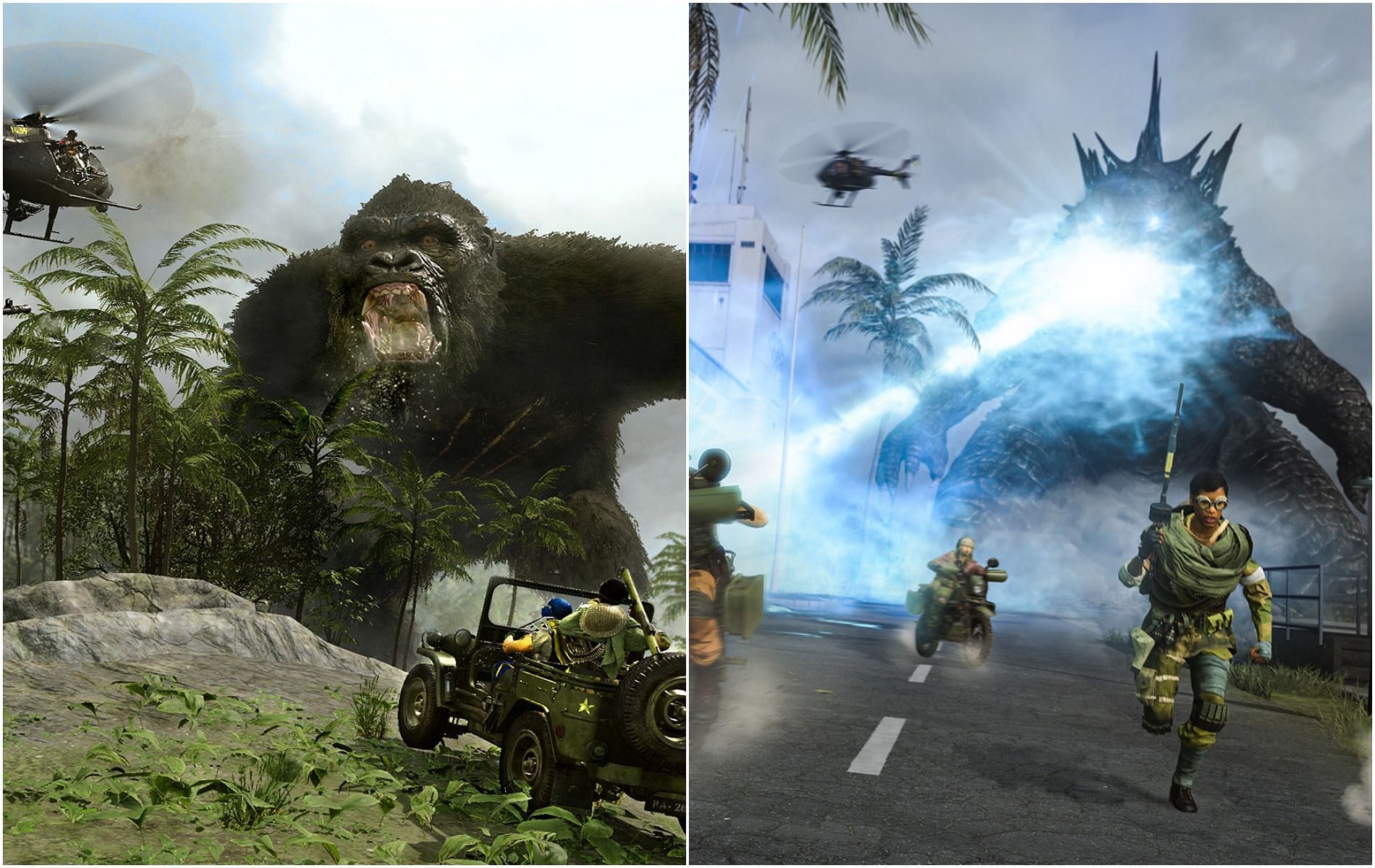 Godzilla and Kong in Warzone&#039;s Operation Monarch (Image via Activision)