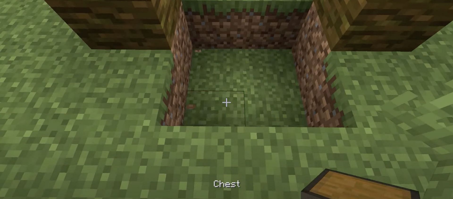 Players need to dig holes in front to place the chests and hoppers (Image via NaMiature/YouTube)