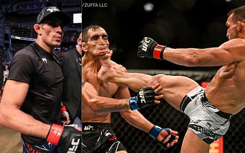 Tony 'El Cucuy' Ferguson (left) fought Michael Chandler (extreme right) at UFC 274 [Image credits: @espnmma on Twitter]