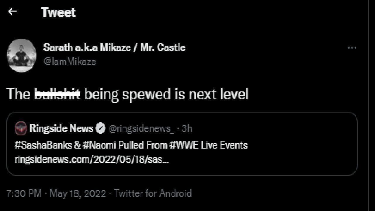 Mikaze responds to reports that Sasha and Naomi have been pulled from WWE live events