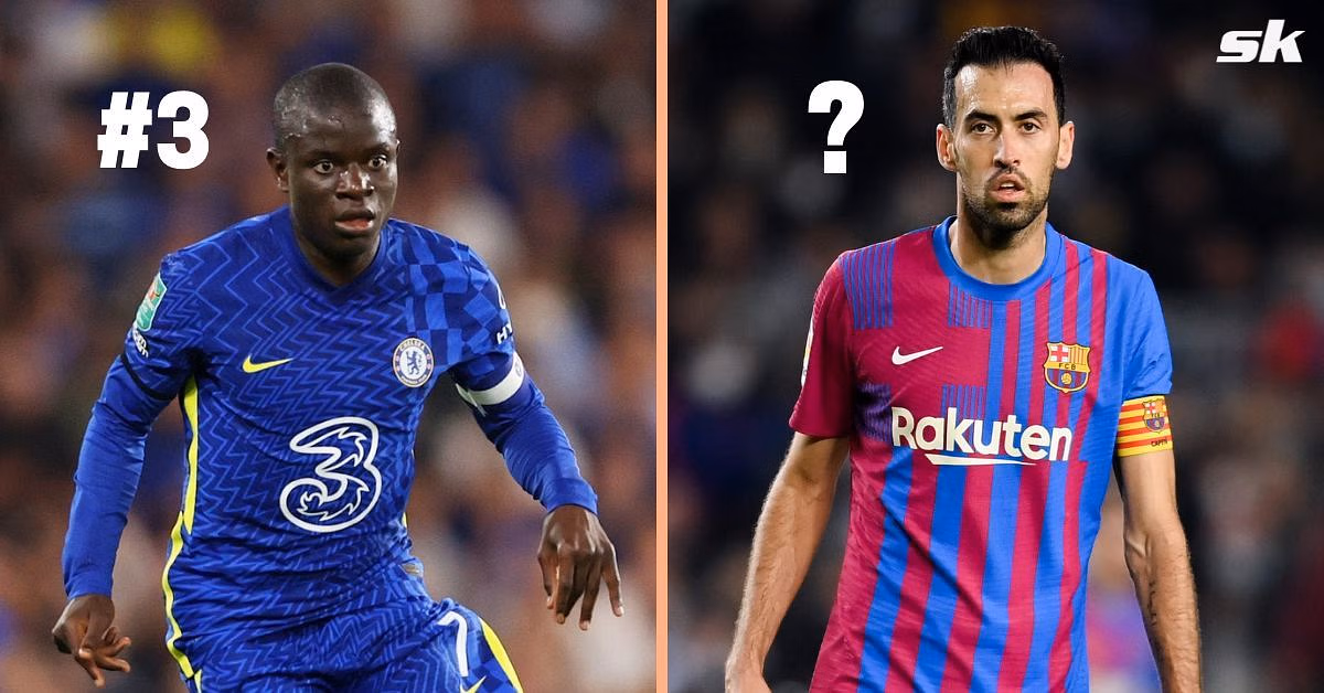 Chelsea&#039;s N&#039;Golo Kante (left) and Barcelona&#039;s Sergio Busquets (right)