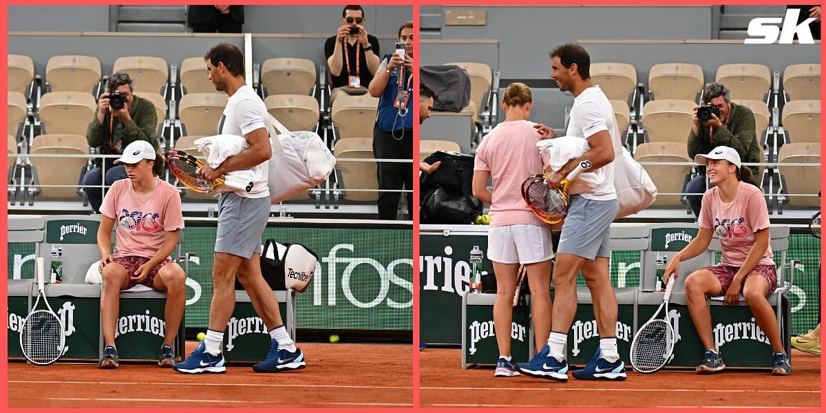 Swiatek and Nadal in practice ahead of the 2022 French Open