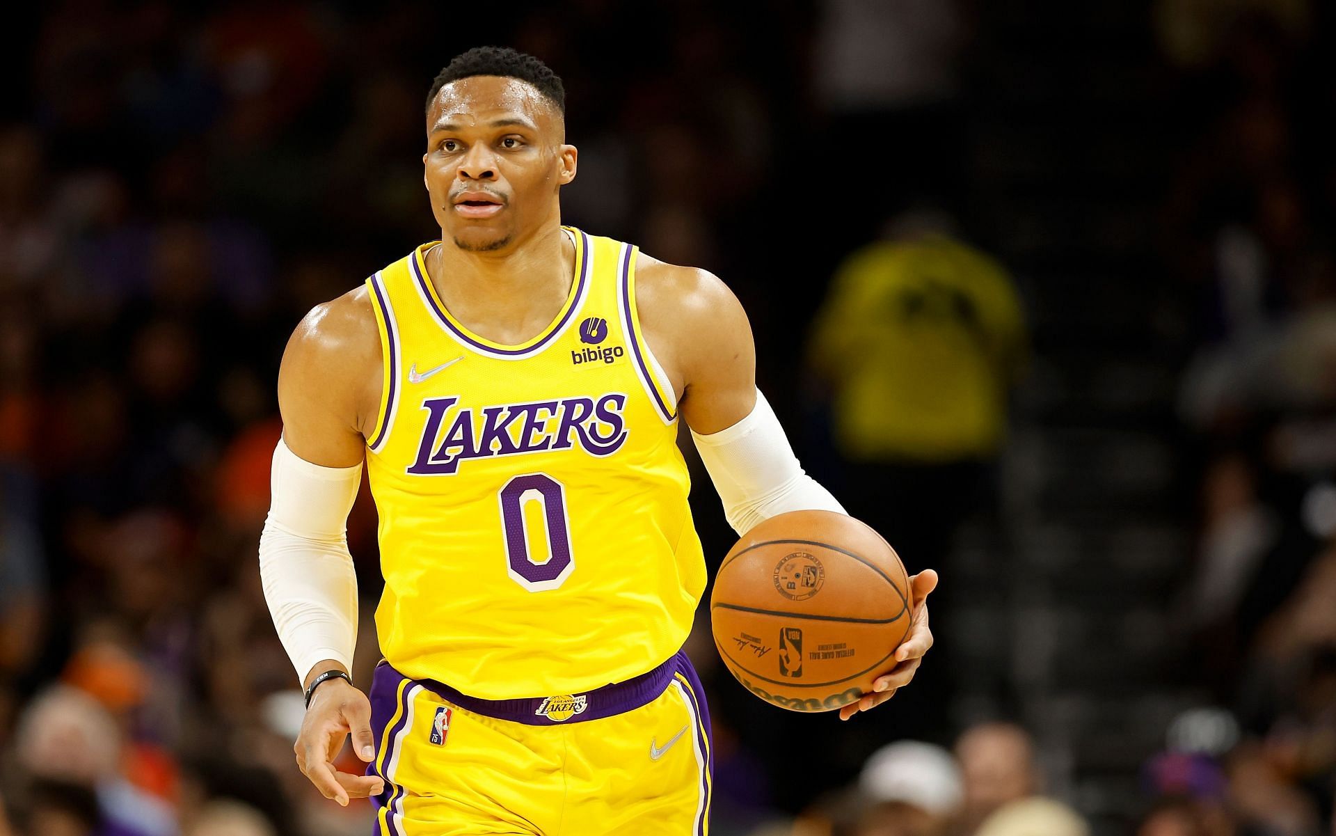 Russell Westbrook during the Los Angeles Lakers versus the Phoenix Suns regular-season game.