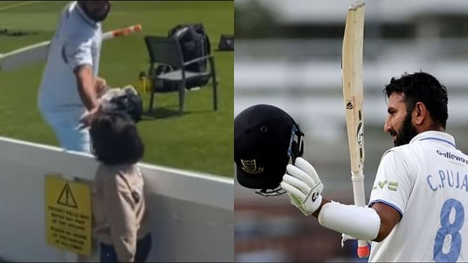 [Watch] "My post batting ritual"- Cheteshwar Pujara posts video of meeting his daughter while returning to dressing room