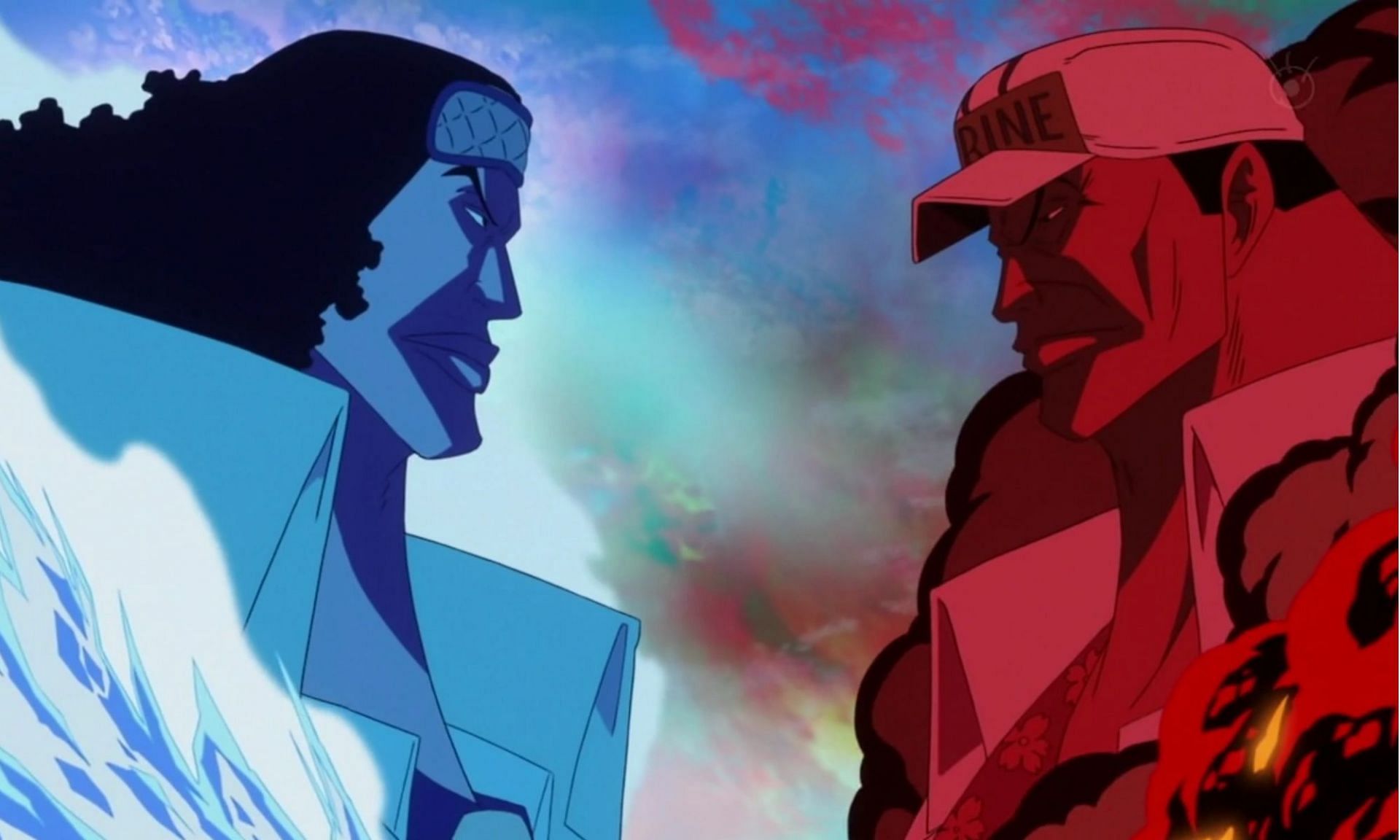 Aokiji and Akainu have very different views on justice in One Piece (Image via Toei Animation)