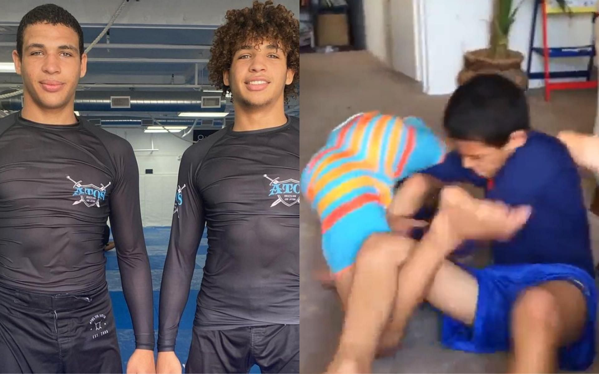 Tye and Kade Ruotolo (left) shared a throwback video of when they were just kids grappling (right). (Images courtesy of ONE Championship)